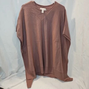 Nordstrom Wool/Cashmere Crewneck Poncho Cardigan One Size Pink Wood - Picture 1 of 3