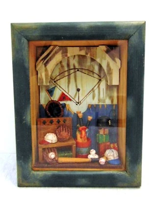 Russ Berrie Wall Shadow Wooden Box Handcrafted Sports Memorabilia Glass Framed - Image 1 of 4