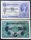 Authentic Germany 5 Mark Bill - UNC Uncirculated - Very Rare Bill - 1917 BERLIN