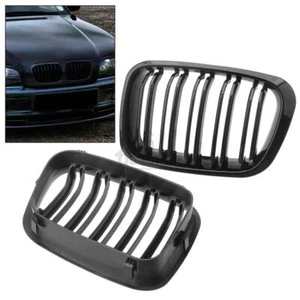 2pcs Black Front Double-Layer Grille Grille For 1998-2001 BMW E46 3 Series 4Door - Picture 1 of 24
