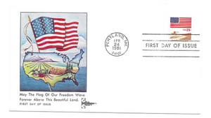 1890 18c Flag/waves of Grain GillCraft FDC  - Picture 1 of 1