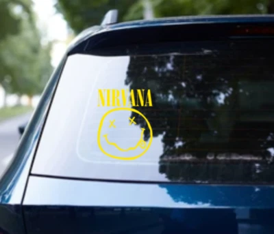 Calcomanía de vinilo Nirvana Face Car brillante banda logotipo parachoques pegatina contorno grunge punk Foto 1 de 4