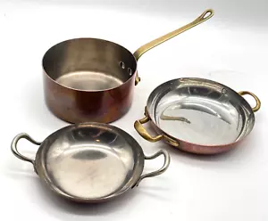 Kupfer-Koch-Set Kupfertopf Kupferpfannen Kupfer Topf Pfanne 12cm, 12,5cm & 14cm - Bild 1 von 11