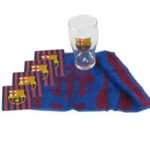 FC Barcelona Glass Coaster Towel Bar Set FCB Fans Gift Official Licensed - Picture 1 of 6