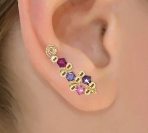 Ear Climbers Ohrraupen fegt Ohrringe Gold verschiedene Kristalle #244 - Bild 1 von 2