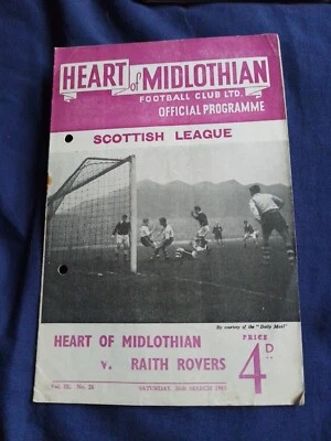 Scottish League, Hearts v Raith Rovers 26/3/1955 Heart Of Midlothian Pin Holes - Image 1 of 4