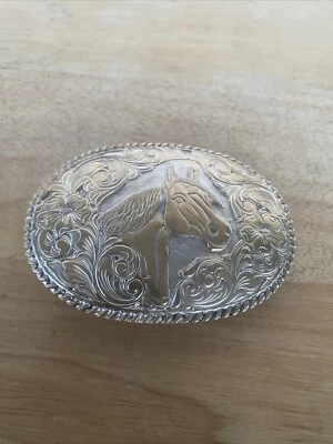Hebilla de cinturón occidental cabeza de caballo bronce joyero crumrine de colección vintage Foto 1 de 4
