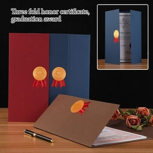 Three-fold Page Award Certificate Holder Paper Envelope Document Folder - Picture 1 of 10