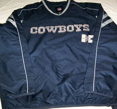 NFL DALLAS COWBOYS AUTÉNTICO Chaqueta Rompevientos Pullover Azul -Talla L-Nuevo de Lote Antiguo Foto 1 de 4