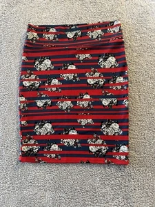 LuLaRoe Cassie Womens 2XL  Black White Floral Red Blue Striped Pencil Skirt - Bild 1 von 3