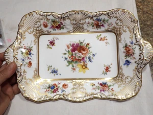 Vintage HAMMERSLEY  Lady Eileen China 11.5" x 7.5" gold and floral design - Picture 1 of 6