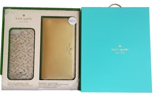 Kate Spade Wristlet iPhone 6/7/8 Plus Case Gold Dot Teal Confetti Zip Wallet NEW - Picture 1 of 5