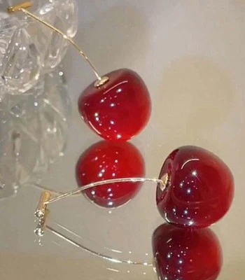 ✨NEW✨ Elegant Red  resin Cherry Earrings Anthropologie - Image 1 of 4