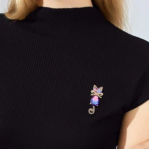 Katze Brosche Anstecknadel Regenbogen Modeschmuck als Geschenk - Bild 1 von 6