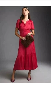 Anthropologie The Somerset Maxi in Pink Lumensilk Edition Kleid Damen Gr. S - Bild 1 von 16