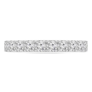 1.18 CT Round VS1 D Lab Created Diamond Pave Accent Wedding Band 14K White Gold - Picture 1 of 3