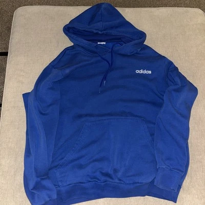 Adidas Climalite long Sleeve hoodie Men’s XL rare blue and white logo - Image 1 of 4