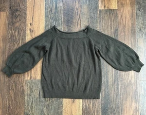 Wishlist Women’s Sweater Large Balloon Sleeve Ribbed Knit Brown NWT - Picture 1 of 9