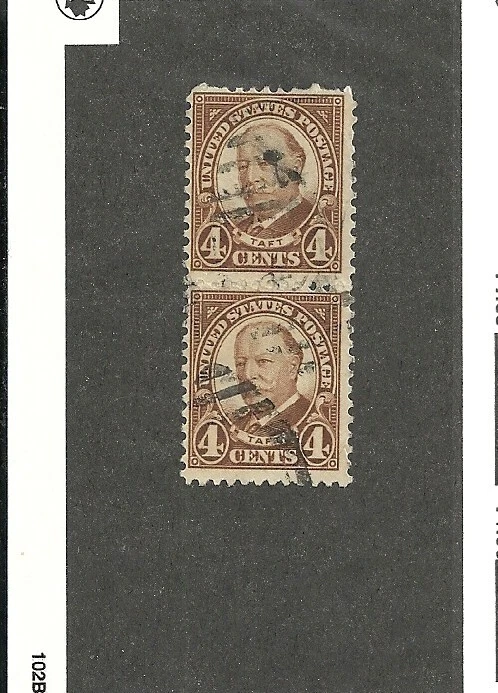 US Stamp, SC 636, 4 cent brown, Taft, pair with a full gutter.cv $200 - Image 1 of 1