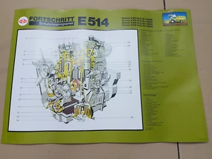 🢂POSTER BILD DDR VEB FORTSCHRITT MÄHDRESCHER E514 IFA ZT MOTOR 4VD 14,5/12-1SRW - Bild 1 von 2