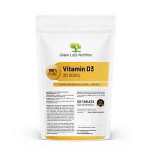 Vitamina D3 20000 UI Comprimidos - Inmune, Hueso, Estado de ánimo, Apoyo muscular - Alta resistencia - Imagen 1 de 11