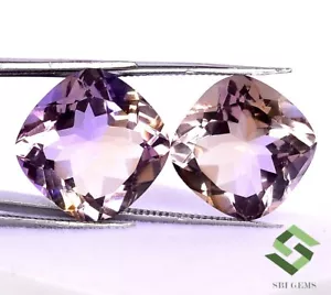 13.50 mm Natural Ametrine Cushion Cut Pair 16.97 CTS Calibrated Loose Gemstones - Picture 1 of 7