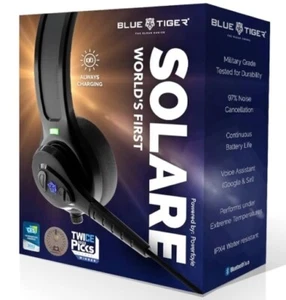๐ฐ RARE! Blue Tiger SOLARE Wireless Headset Solar Powered ๐ฐ - Picture 1 of 6