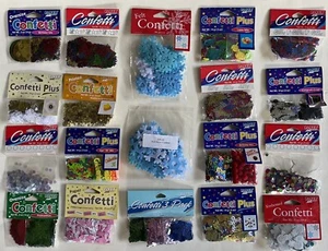 CONFETTI Lot 22 PARTY SUPPLIES Birthday Holiday VARIETY Packs Vintage PAPER ART - Picture 1 of 6
