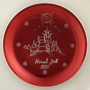 Norsk Christmas Plate Wooden State Chruch-Red - No Box 11698556 - Picture 1 of 1