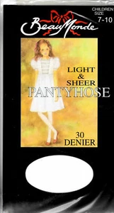 Size 7-10 FLOWER GIRL PANTYHOSE TIGHTS STOCKINGS WHITE BALLET NEW DANCE COSTUME - Picture 1 of 3