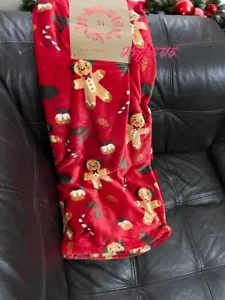Christmas Gingerbread Plush Throw Blanket Oversized 50"x70" NWT - Picture 1 of 1