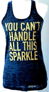 Next Level Workout Sparkle Sleeveless Gym Tank top Racers back Black Grey Gold M - Picture 1 of 6