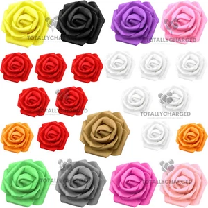 100 Pcs Large 6CM Artificial Flowers Foam Rose Heads Wedding Party Decor Bouquet - Picture 1 of 10