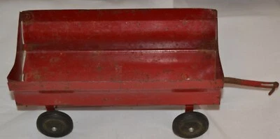 VINTAGE RED ERTL TRAILER WAGON Gravity PRESSED STEEL  - Image 1 of 4