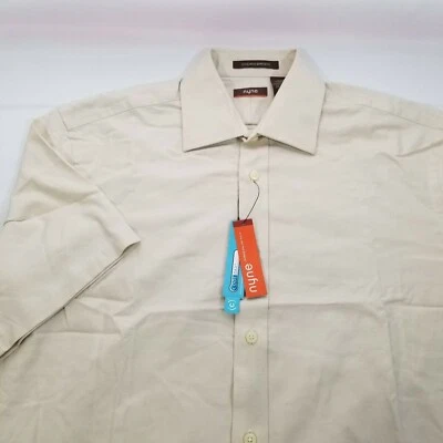 Camisa clásica con botones Nyne para hombre manga corta cuello marfil mediana Foto 1 de 4