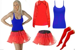 Damen Supergirl Superheld Halloween Super Frauen Henne Party Outfit Kostüm - Bild 1 von 5