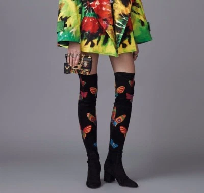 Botas Mariposa Valentino Limited E. Cuero Metálico Aplicado IT37, IT38 NUEVAS CON ETIQUETAS Foto 1 de 4