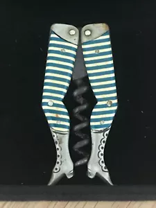 Antique 1894 Steinfeld & Reimer Ladies Legs Celluloid Striped Stocking Corkscrew - Picture 1 of 12