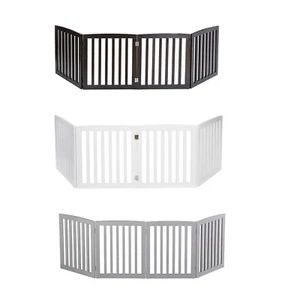 Dog Gate Indoor Freestanding 4 Panel 24 Inch Pet Gate Foldable Dog Fence 3 Color - Picture 1 of 37