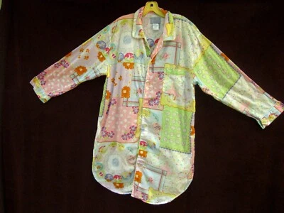 Camisa de dormir NICK & NORA ~ Calendário padrão de férias ~ botão para baixo ~ P/M ~ deleite raro - Imagem 1 de 4