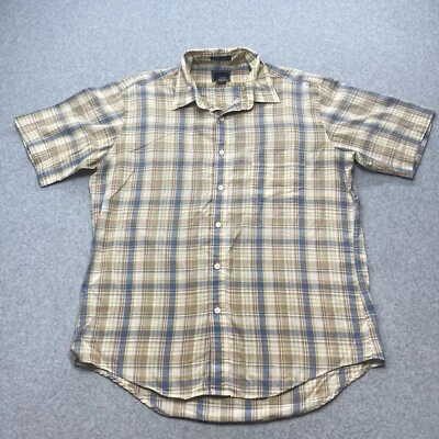 Camisa John Henry De Colección Para Hombre Talla Grande Marrón A Cuadros Media Manga Años 80 Foto 1 de 4