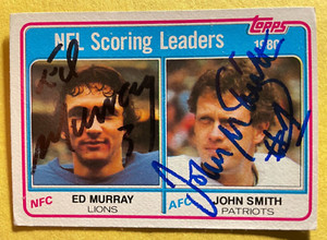 SIGNED 1980 NFL SCORING LEADERS FOOTBALL CARD AUTOGRAPHED - MURRAY & SMITH