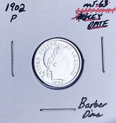 1902-P Philadelphia Mint Barber Dime, Superb Gem BU+++, RARE This Nice! E1 Cover