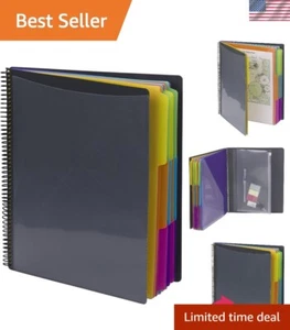 24 Pocket Poly Project Organizer, 1/3-Cut Tab, Letter Size, Gray with Bright ... - Picture 1 of 6