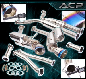 For 2003-2009 Nissan 350Z Z33 S/S Catback Exhaust + 4" Burnt Muffler Tip GODSNOW - Picture 1 of 3