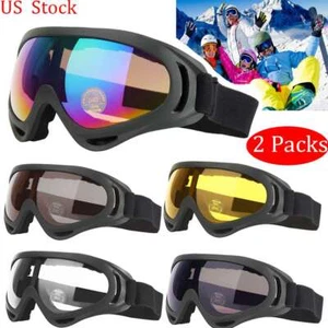 1-2pc Ski Goggles Snowboard Snow Winter Sports Anti-Fog Glare Lens UV400 Glasses - Picture 1 of 19