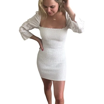 Mini Vestido Reformation Jacinta Lino Calado M Suave Niña Festival Salir Foto 1 de 4