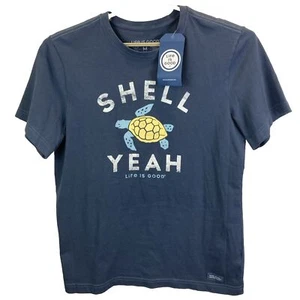 Life Is Good LIG Small Crusher Cotton Shell Yeah Sea Turtle T-Shirt Tee Blue - Picture 1 of 4