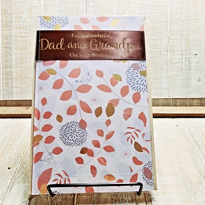Tarjeta de cumpleaños American Greetings para papá abuelo cinta marrón cobre floral Foto 1 de 4