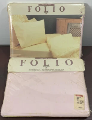 Lote x2 Sábanas Planas Doble Vintage FOLIO WEST POINT PEPPERELL Rosa Poli Algodón Foto 1 de 4